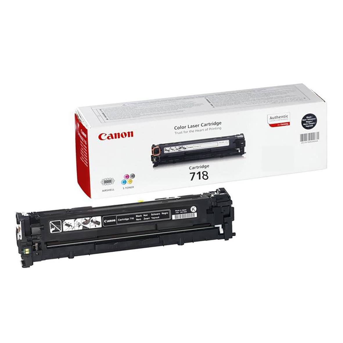 Svart laser tonerkassett Canon 718BK 2662B002 med förpackning