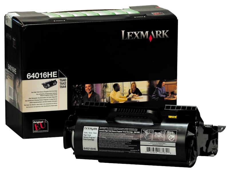 Svart lasertoner för Lexmark 21000 sidor 64016HE i förpackning