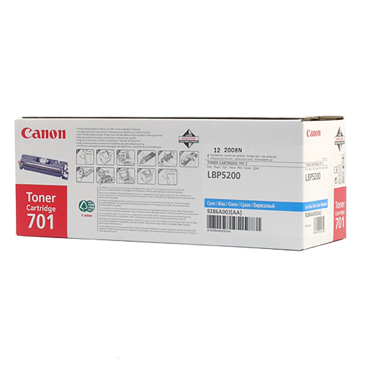 Förpackning av cyan laser tonerkassett Canon 701C 9286A003