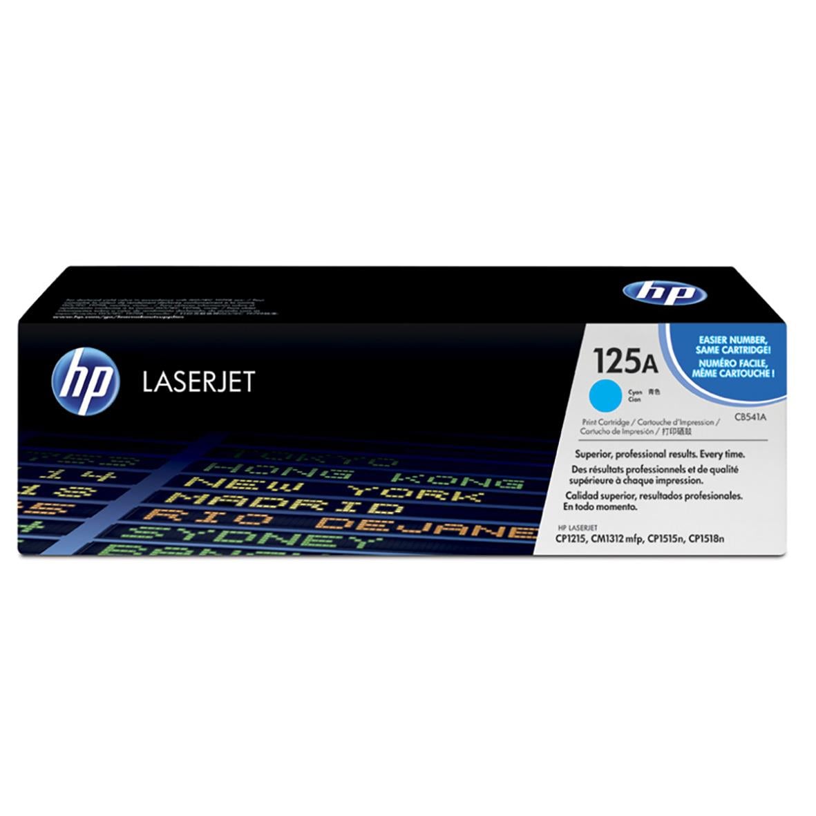 HP 125A CB541A Cyan lasertoner i förpackning med blå och vit design