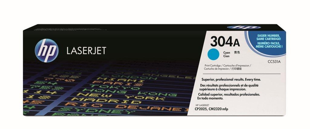 HP 304A lasertoner Cyan för 2800 sidor, modell CC531A