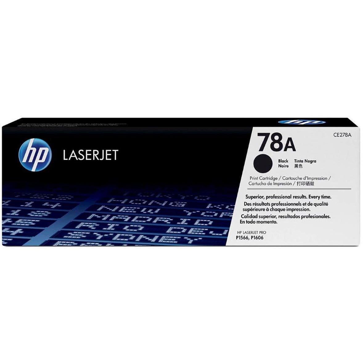 HP Lasertoner 278A svart för 2100 sidor, CE278A, med blå bakgrund och HP-logga