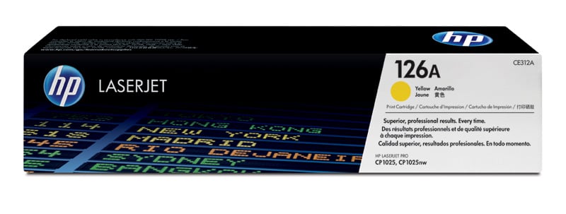 Gul laser tonerkassett HP 126A för 1000 sidor, CE312A, för skrivare