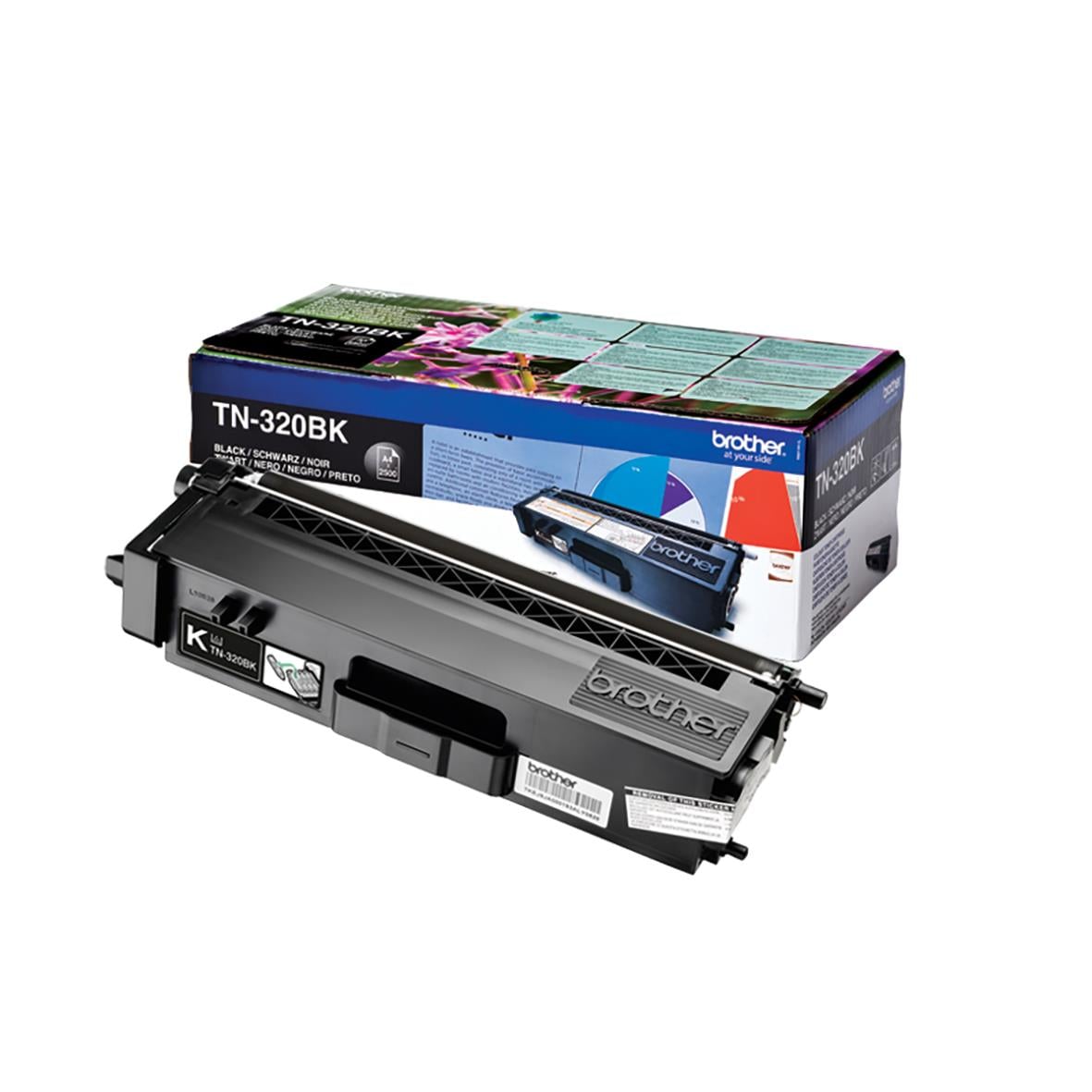 Svart lasertoner Brother TN320BK i förpackning