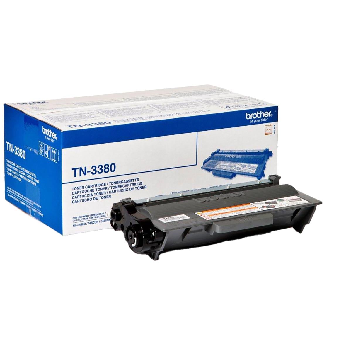 Svart laser tonerkassett Brother TN3380 för skrivare i originalförpackning