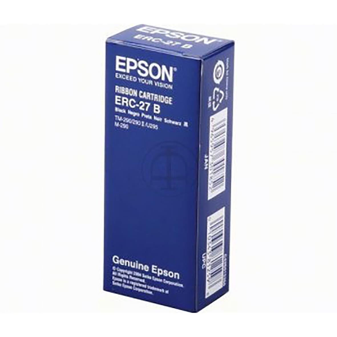 Svart Epson ERC-27 färgband i blått förpackning