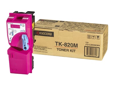 Magenta lasertoner Kyocera TK-820 i förpackning