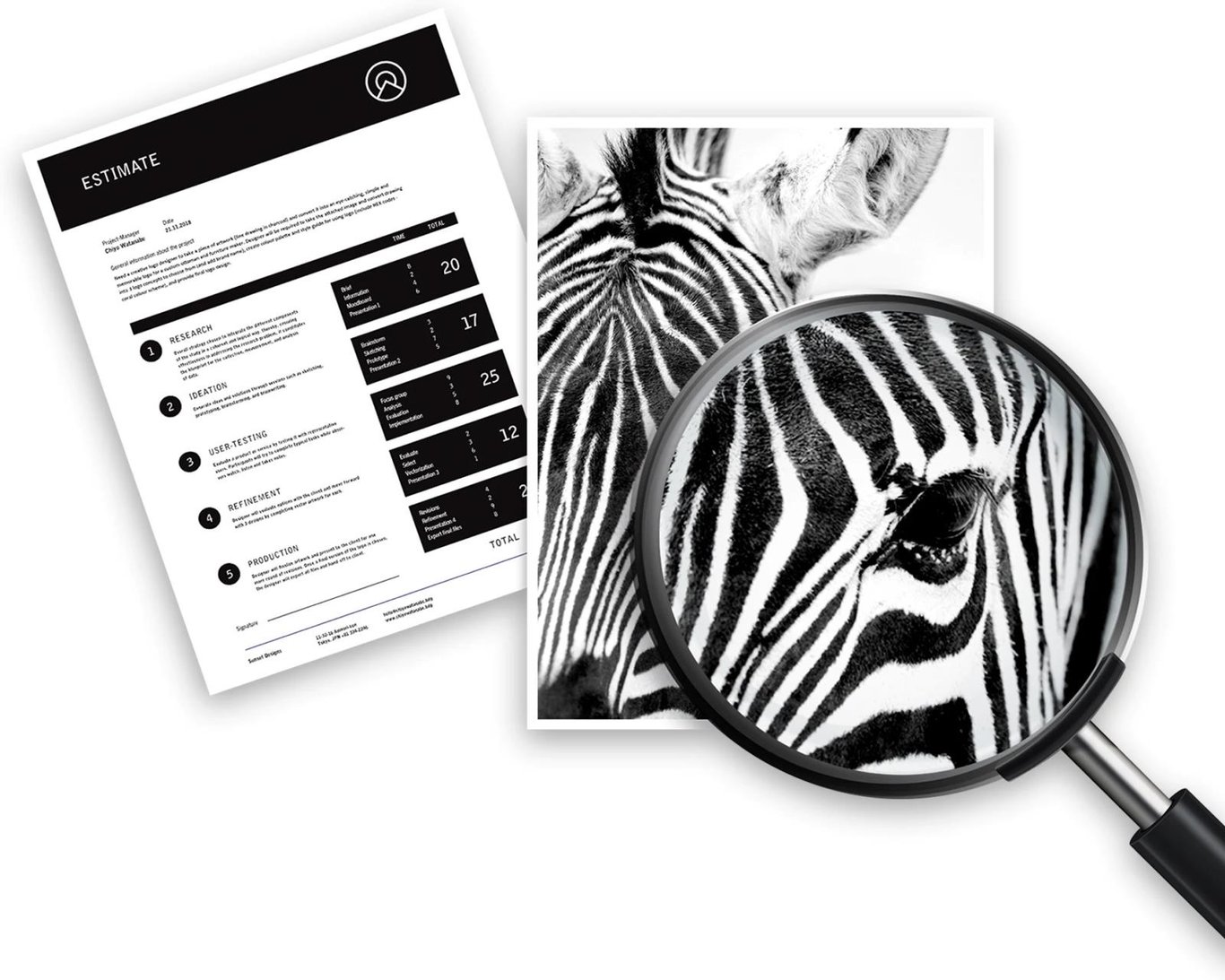 Magenta lasertoner Kyocera TK-820, dokument, zebra, förstoringsglas