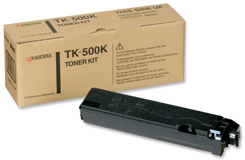 Svart laser toner Kyocera TK-500K i förpackning och tonerkassett