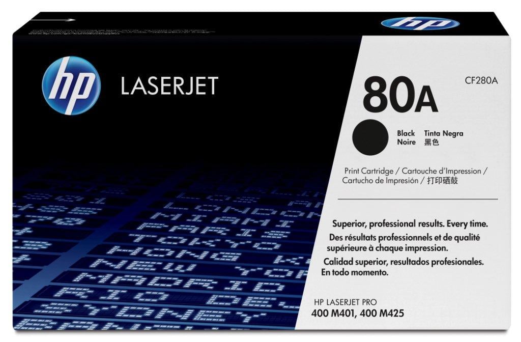 HP 80A svart lasertoner i originalförpackning med blå och vit design