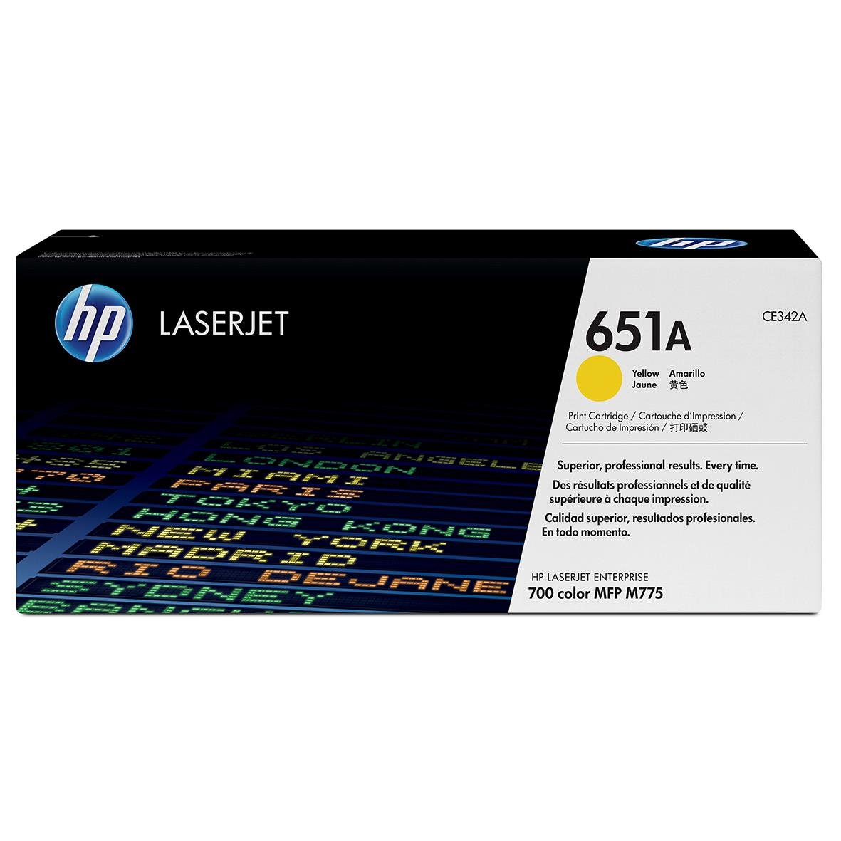 Gul laserjon HP 651A CE342A för skrivare, förpackning