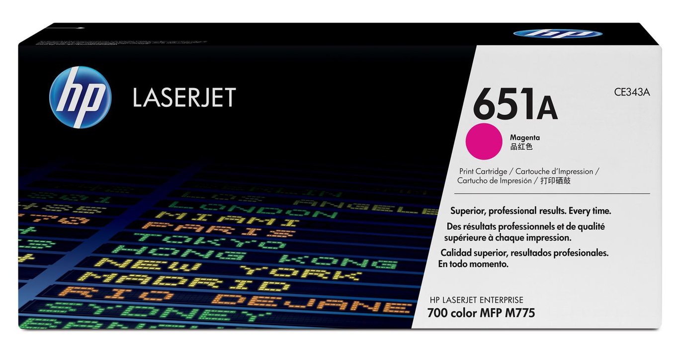 HP 651A magentafärgad lasertoner i förpackning