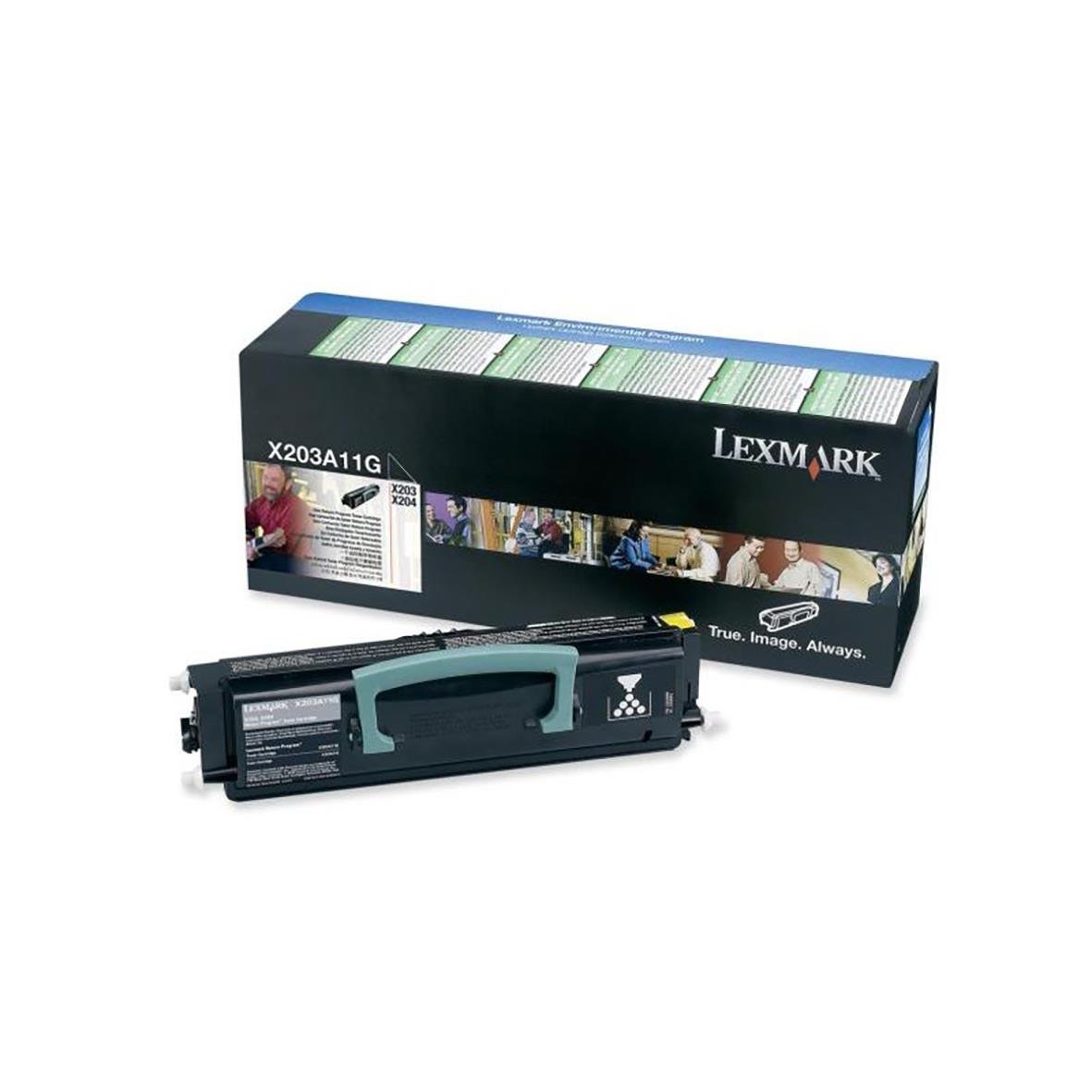 Svart laser tonerkassett för Lexmark 2500, 2500 sidor, modell X203A11G