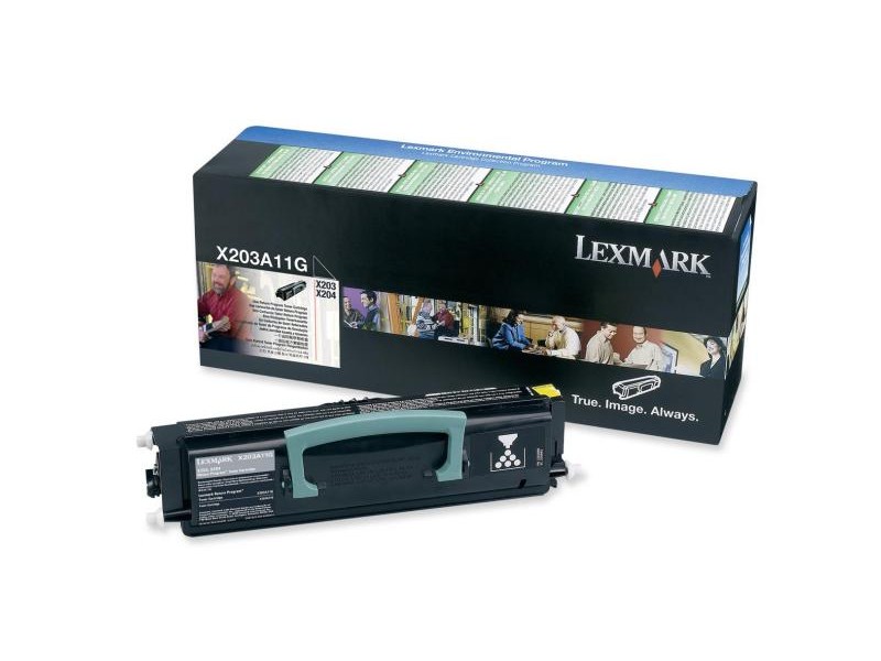 Svart laser tonerkassett för Lexmark 2500, 2500 sidor, modell X203A11G