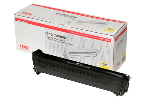 Gul tonertrumma för OKI C9600/C9800 skrivare i originalförpackning