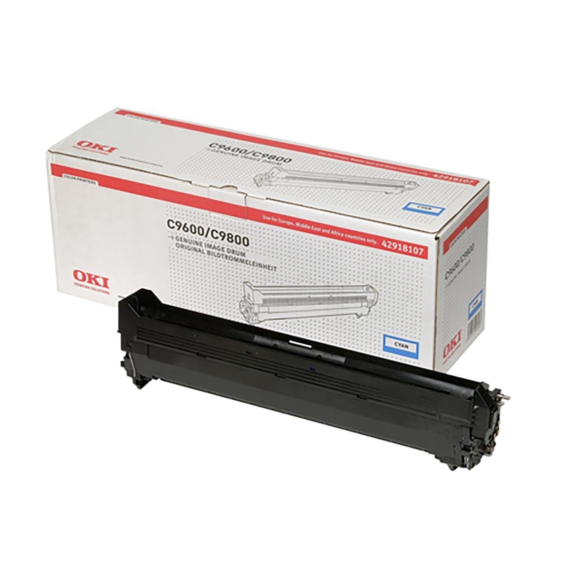 Cyan tonertrumma för OKI C9600/C9800 skrivare i originalförpackning