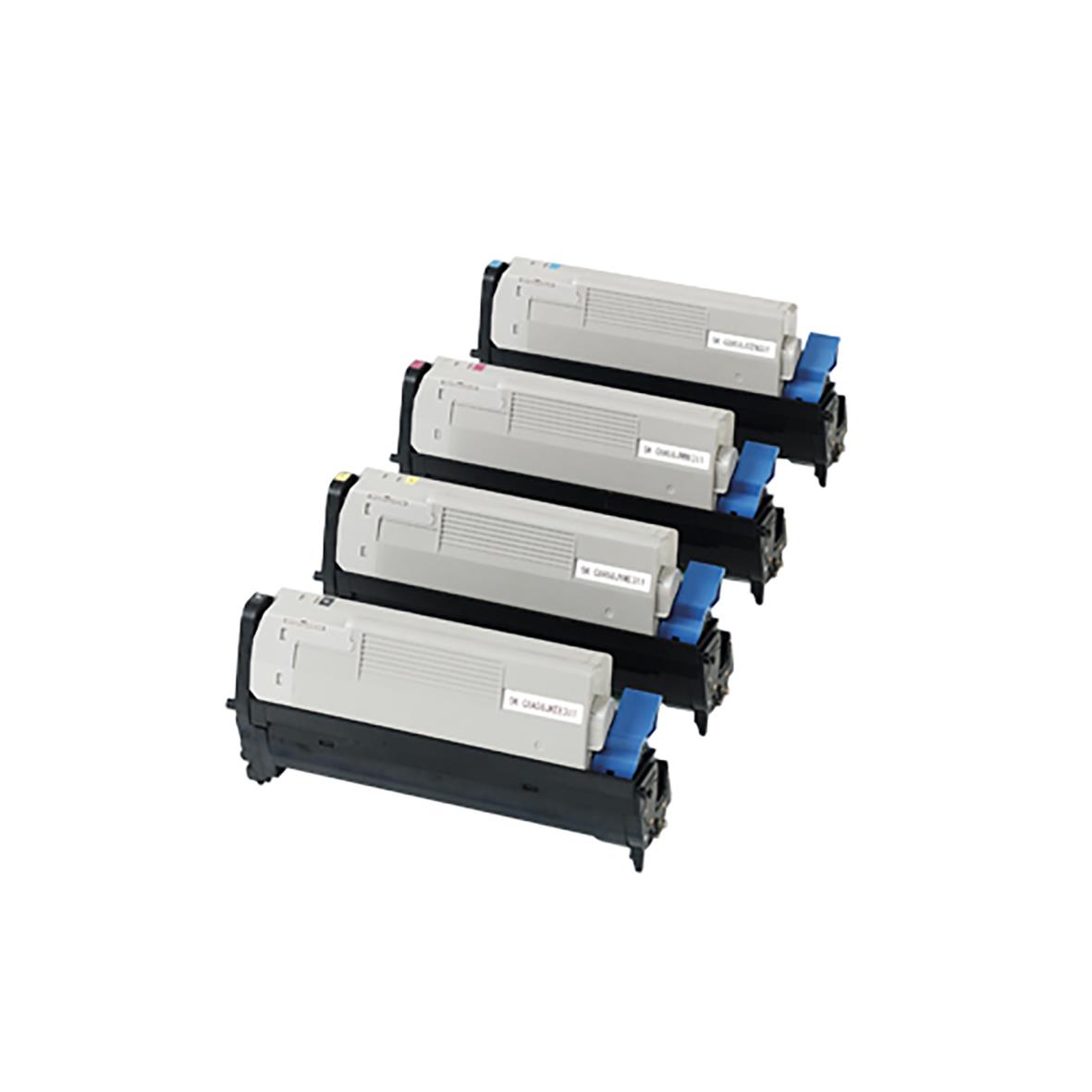 Fyra magenta-tonerpatroner för OKI skrivare med kapacitet på 20 000 sidor