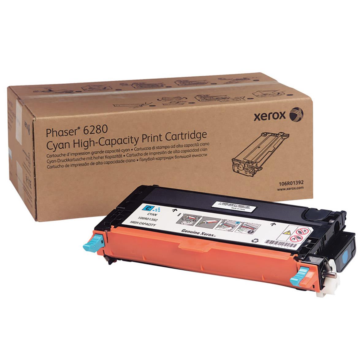 Xerox laser tonerkassett Cyan 5900, modell 106R01392, i kartong