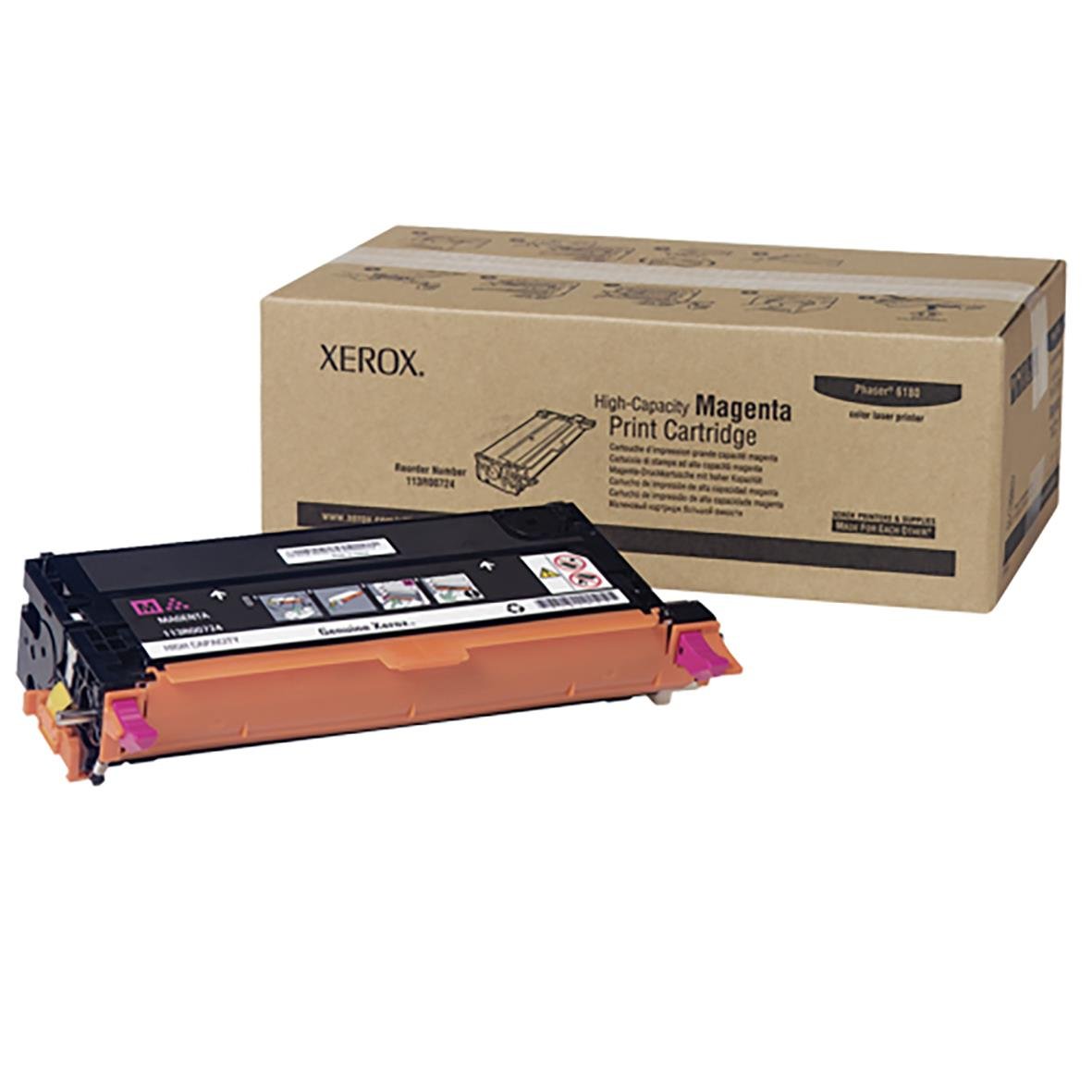 Magenta laser tonerkassett för Xerox 6000, 113R00724, med kapacitet för 6000 sidor, i förpackning