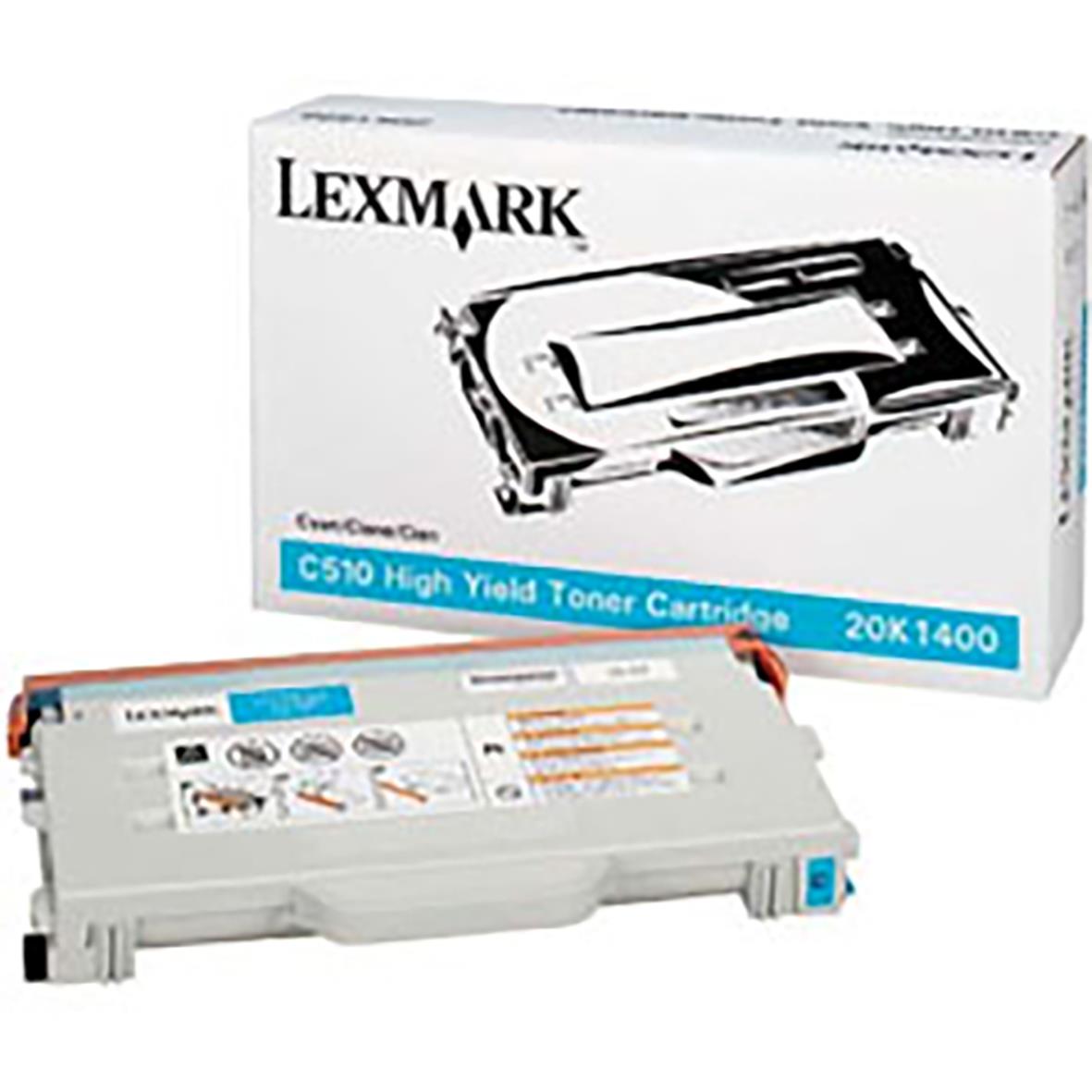Lasertoner Lexmark C510 Cyan i förpackning och toner