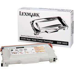 Svart lasertoner för Lexmark 10000 sidor, modell 20K1403, i förpackning