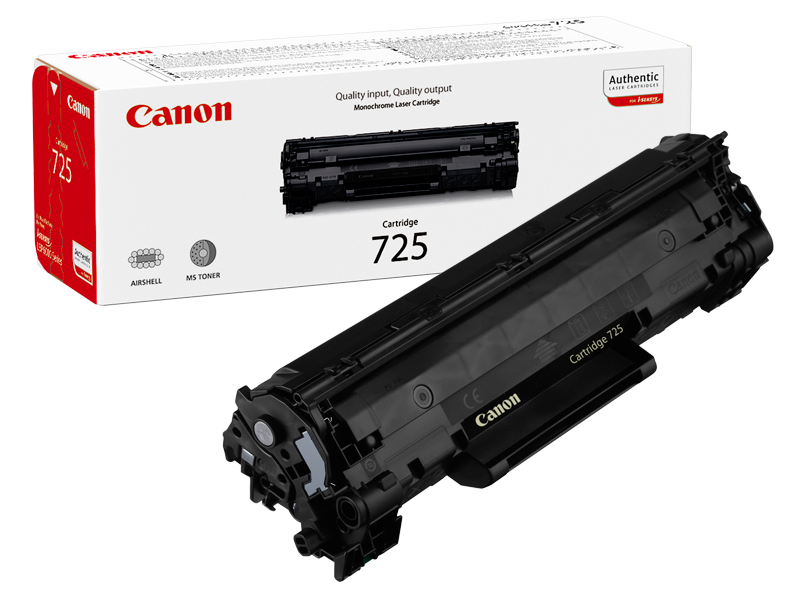 Svart laser tonerkassett Canon CRG725 med förpackning