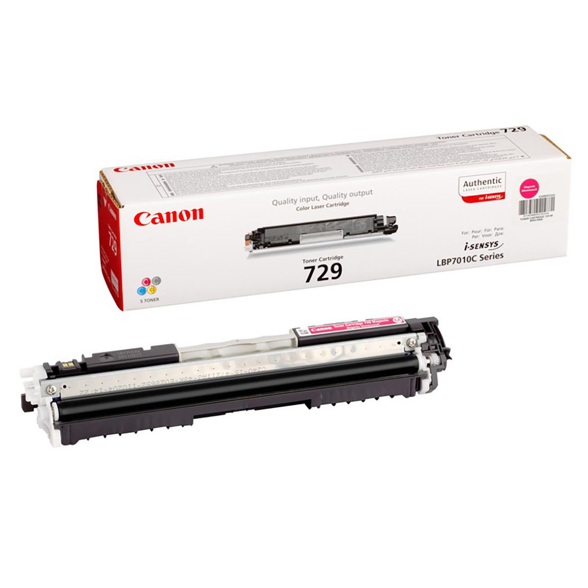 Magenta laser toner Canon CRG729 4368B002 i förpackning och utbytesenhet