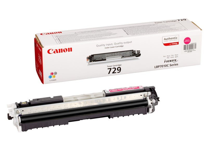Magenta laser toner Canon CRG729 4368B002 i förpackning och utbytesenhet