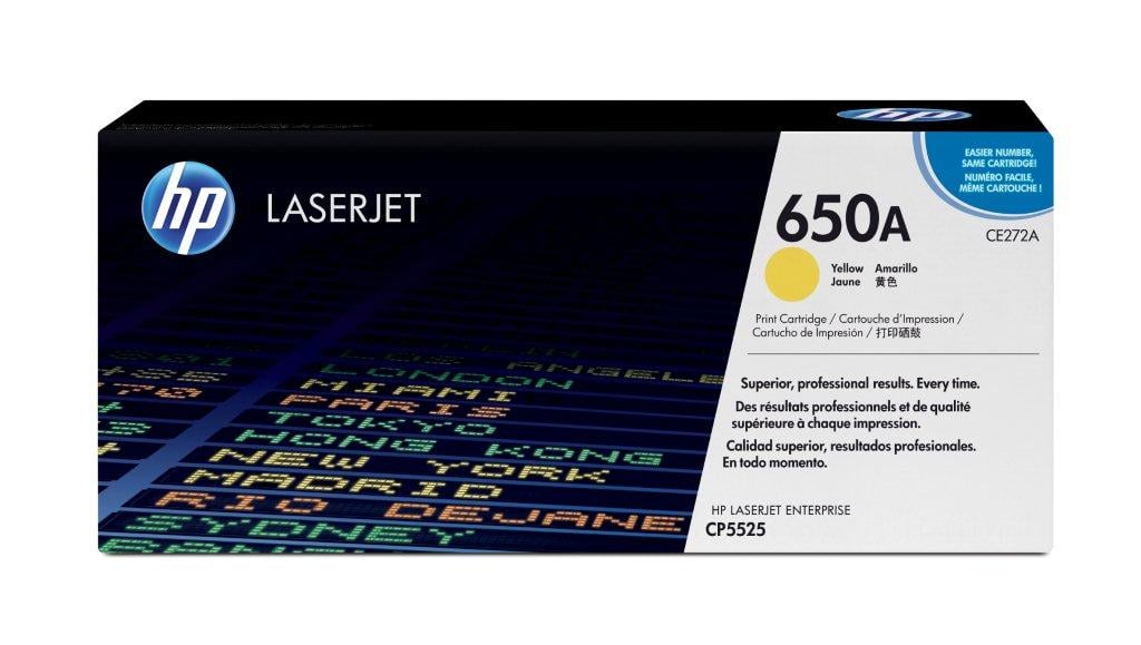 HP CE272A gul laser tonerkassett i svart och gult för skrivare