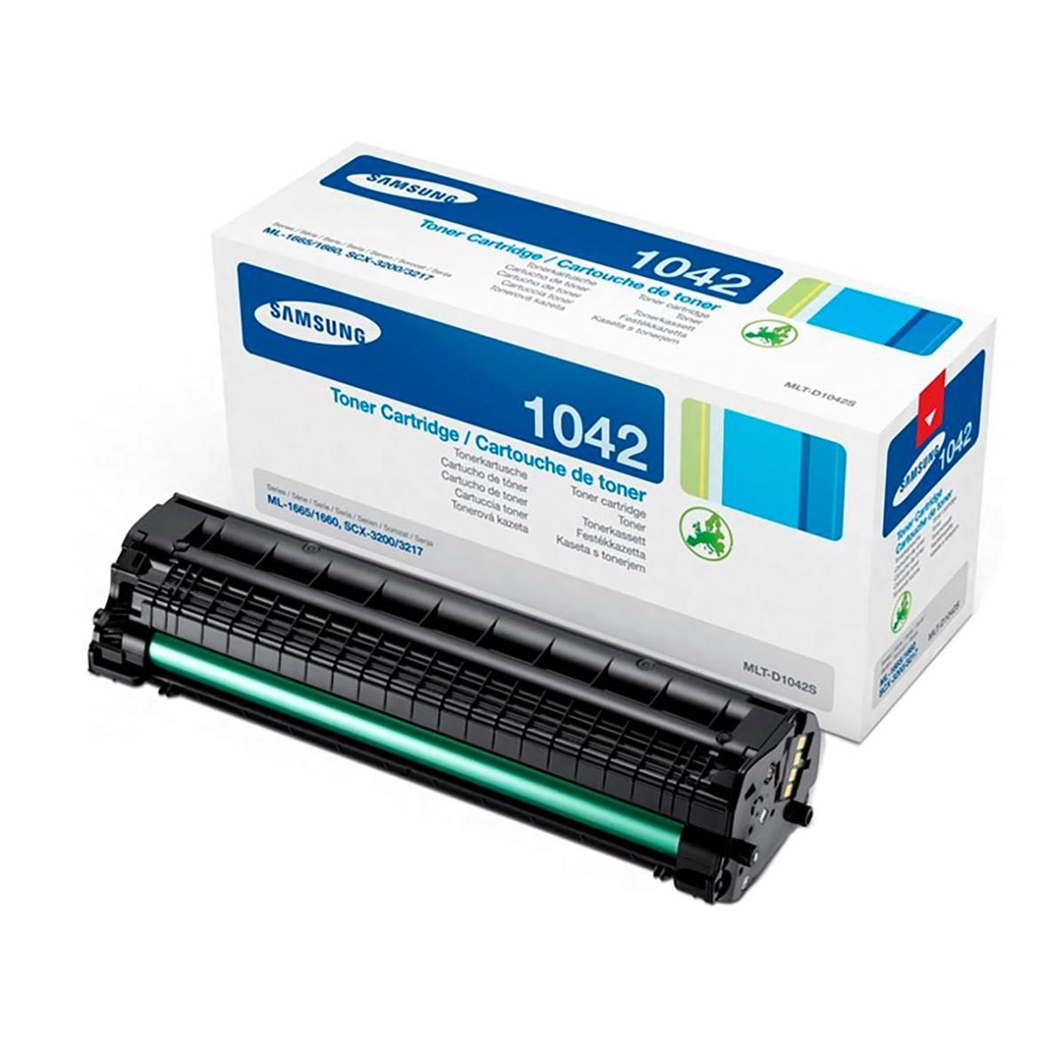 Svart laser tonerkassett för Samsung MLT-D1042S i originalförpackning
