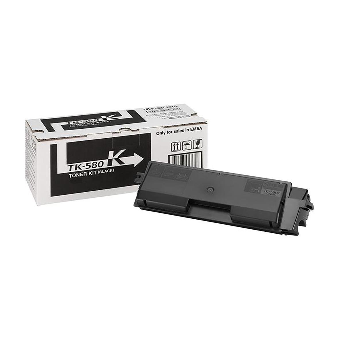 Lasertoner Kyocera TK-580K svart toner för skrivare, 3500 sidor, i förpackning