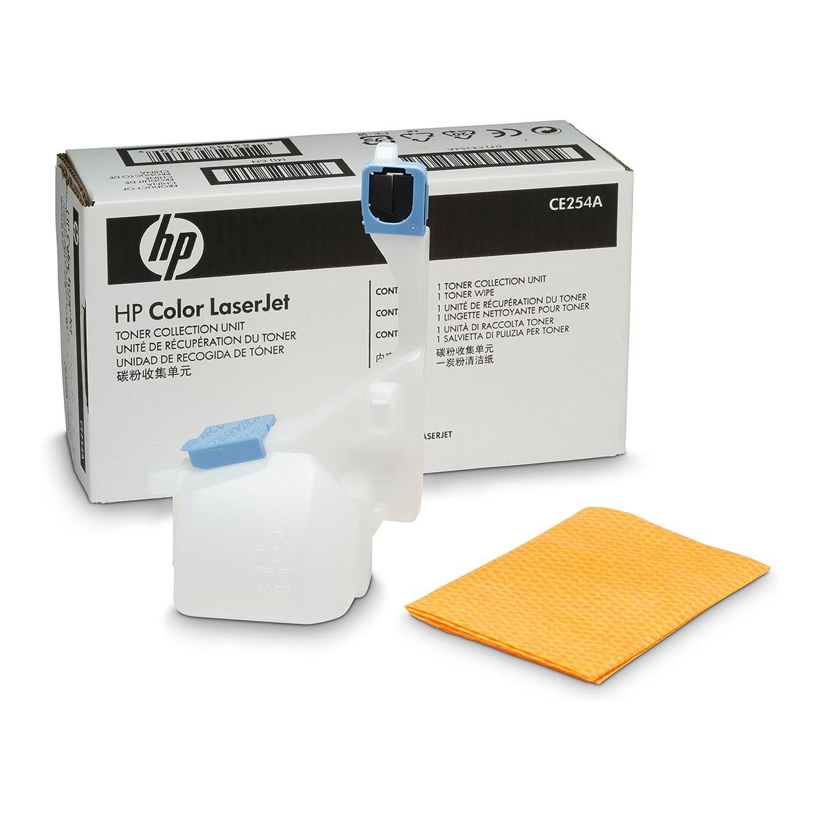 Toneruppsamlingsenhet HP CE254A med blått filter och gul rengöringsduk