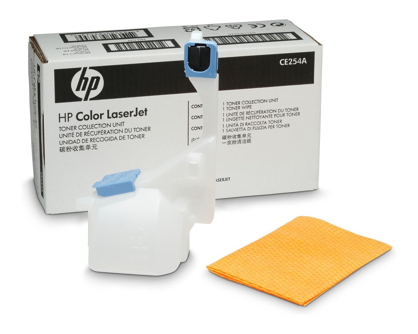 Toneruppsamlingsenhet HP CE254A med blått filter och gul rengöringsduk