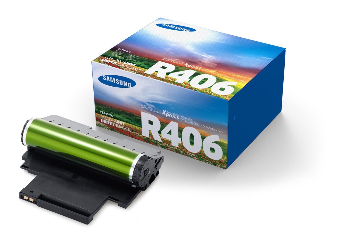 Samsung R406 tonertrumma i grön färg med förpackning