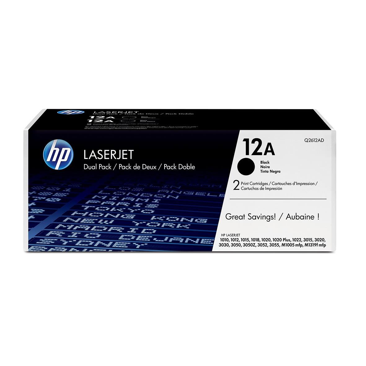 HP Lasertoner 12A Q2612AD svart i förpackning