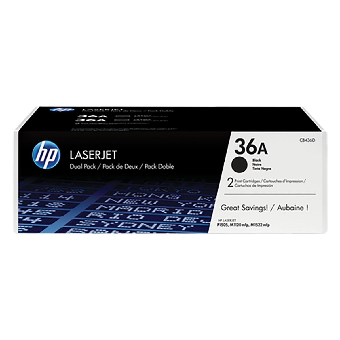 HP Lasertoner 36A svart för 2000 sidor i dubbelpack