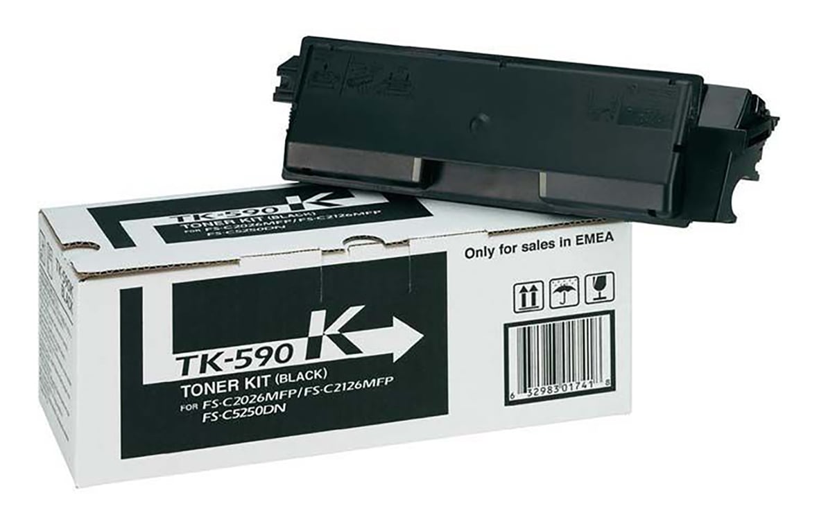 Svart lasertoner Kyocera TK-590K i förpackning