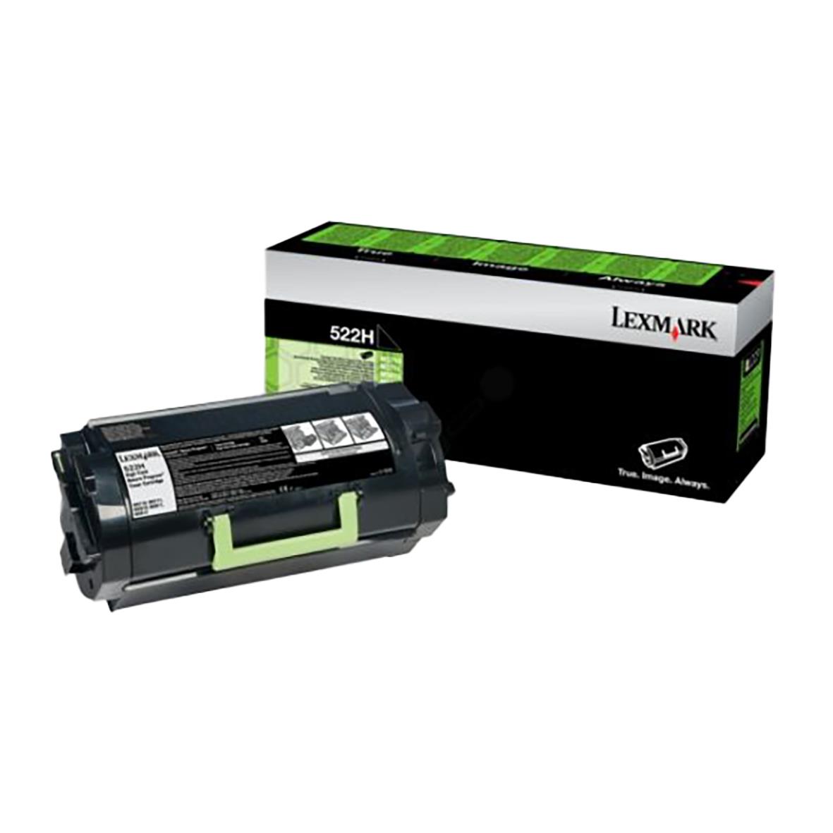 Lasertoner Lexmark 522H svart för 25000 sidor i originalförpackning