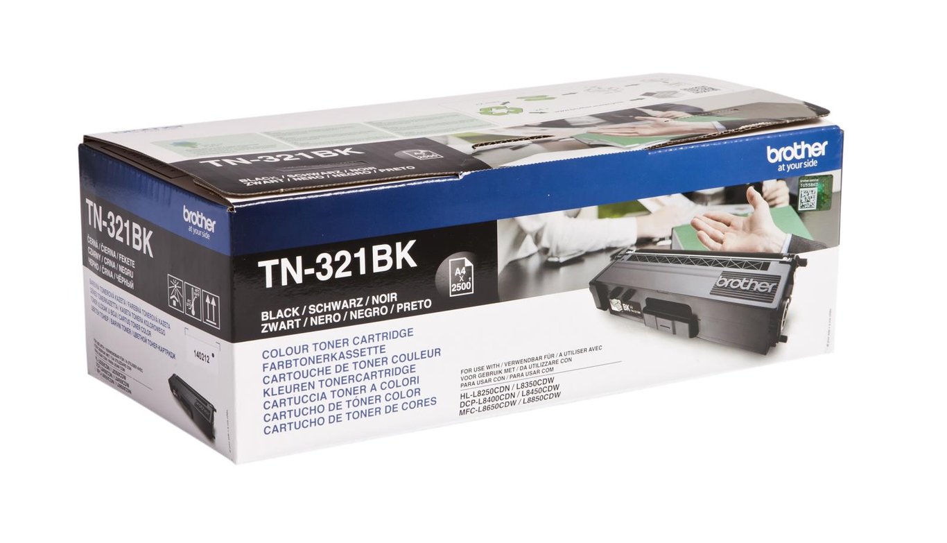 Lasertoner Brother TN321BK svart för 2500 sidor i originalförpackning