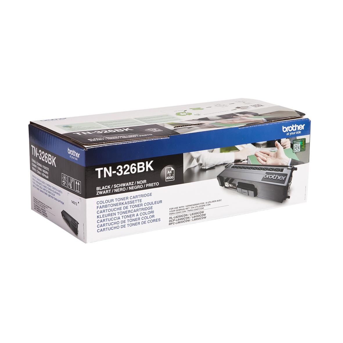 Lasertoner Brother TN326BK svart för skrivare, 4000 sidor