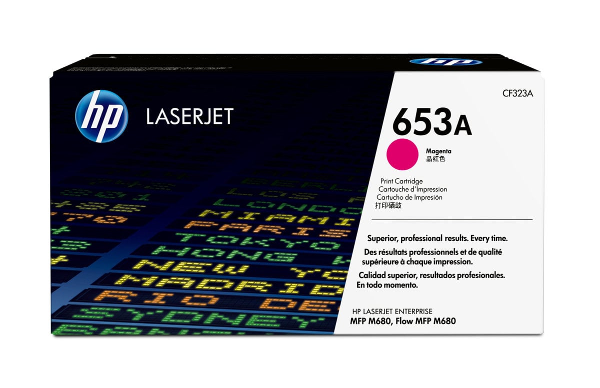 HP 653A CF323A magentafärgad lasertoner i förpackning