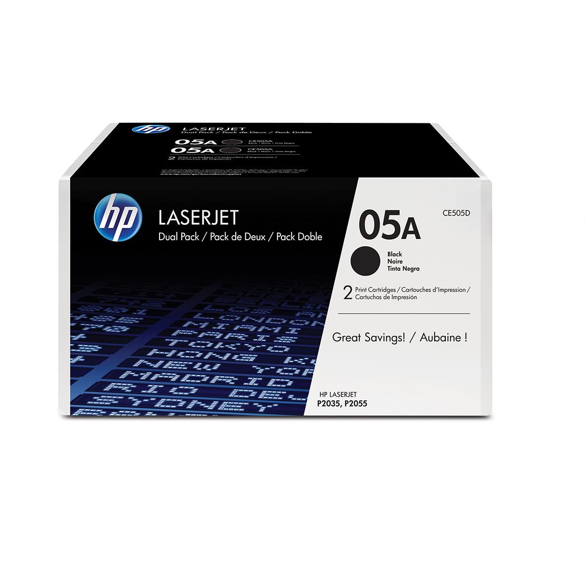HP CE505D svart lasertoner i förpackning