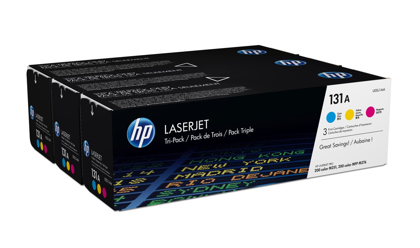 HP 131A laserpatron i gul, cyan och magenta färg för skrivare