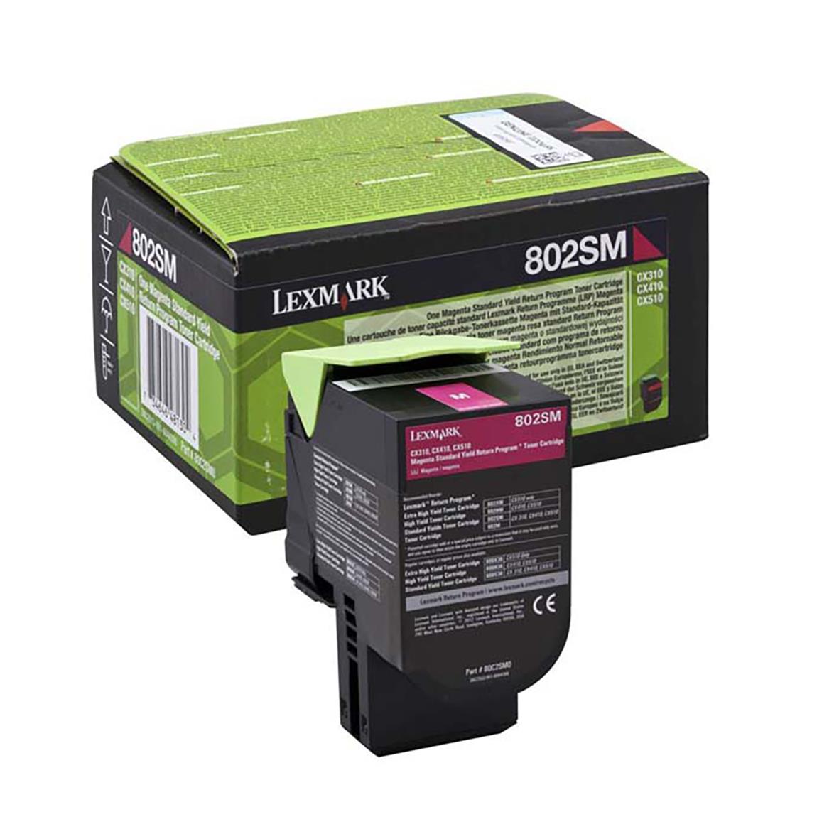 Lasertoner Lexmark 2000 Sidor Magenta 80C2SM0 i förpackning