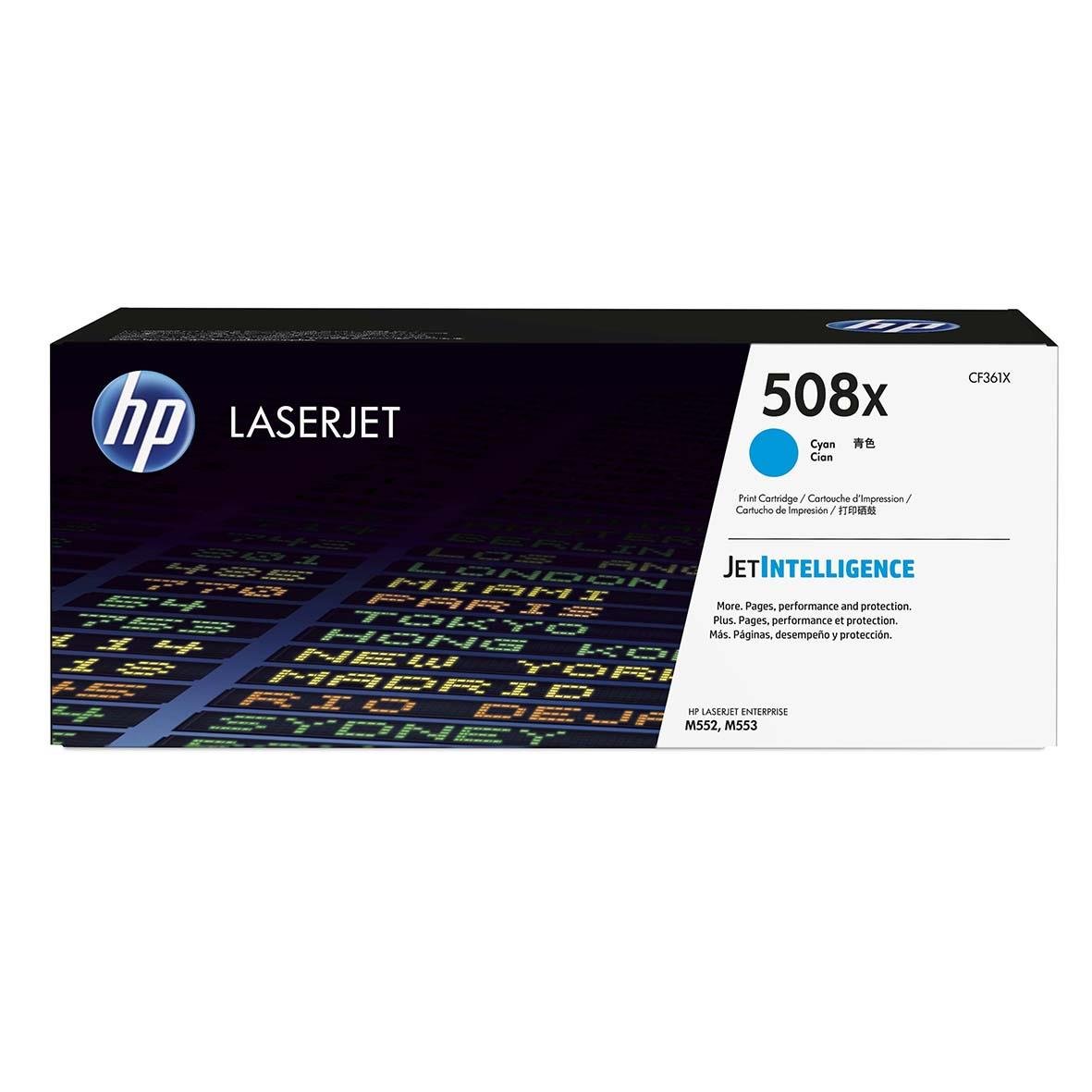 HP 508X cyan laser toner för skrivare med kapacitet på 9500 sidor