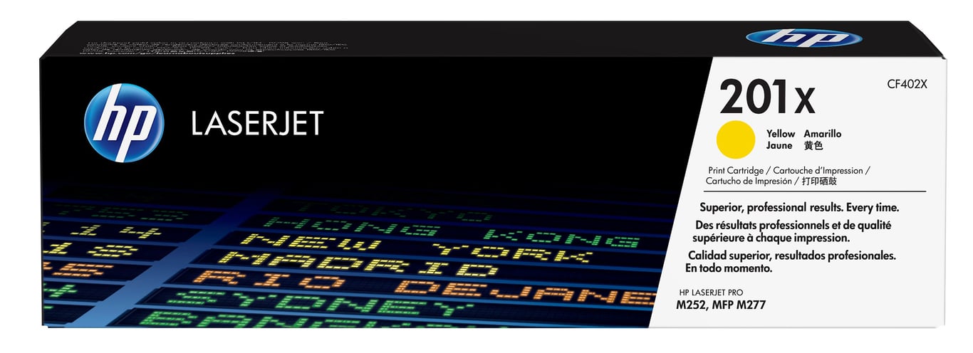 Gul laserpatron för HP 201X med kapacitet på 2300 sidor, CF402X