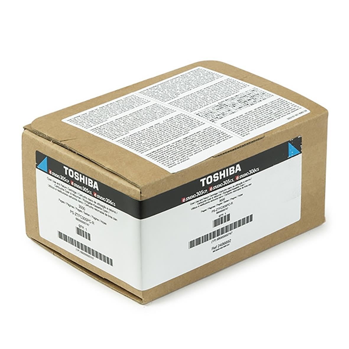 Toshiba T-305PC-R cyan laser toner i brunt kartongförpackning