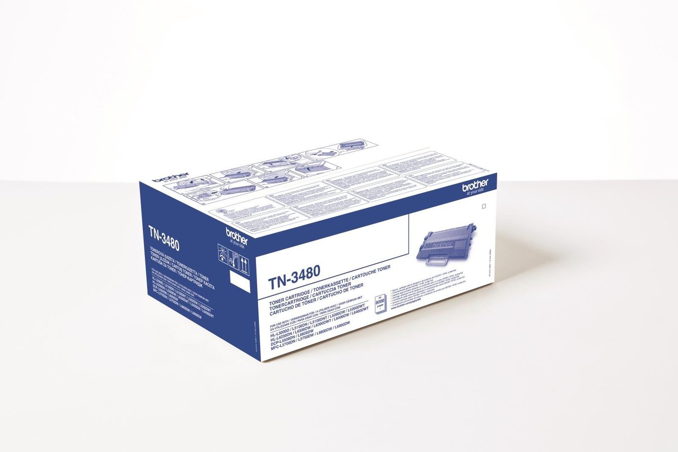 Lasertoner Brother TN3480 svart för 8000 sidor i originalförpackning