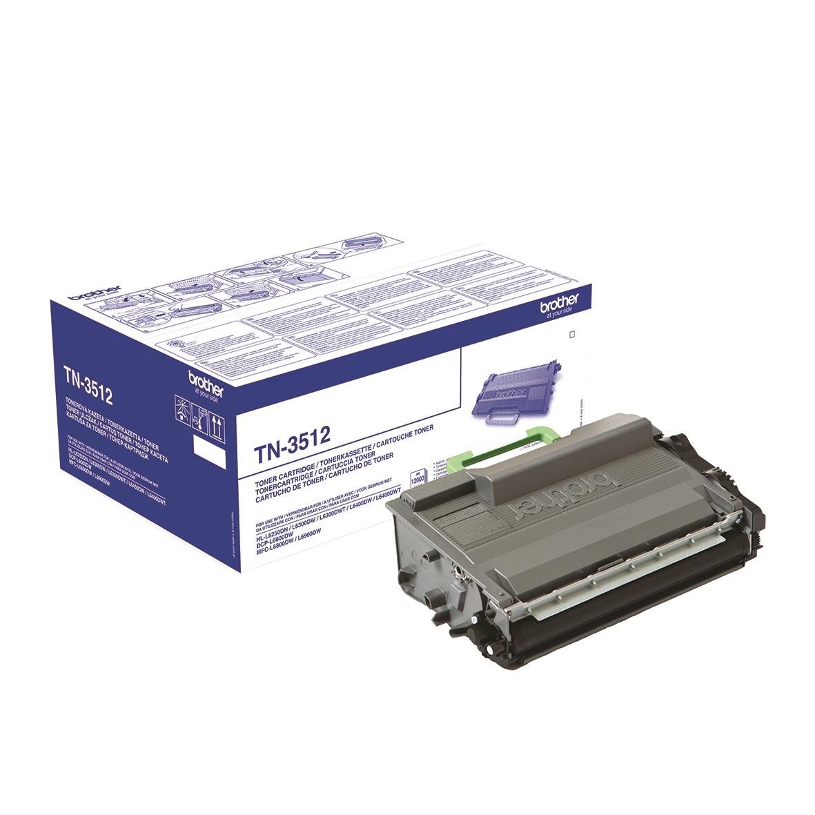 Lasertoner Brother TN3512 svart för 12000 sidor i förpackning