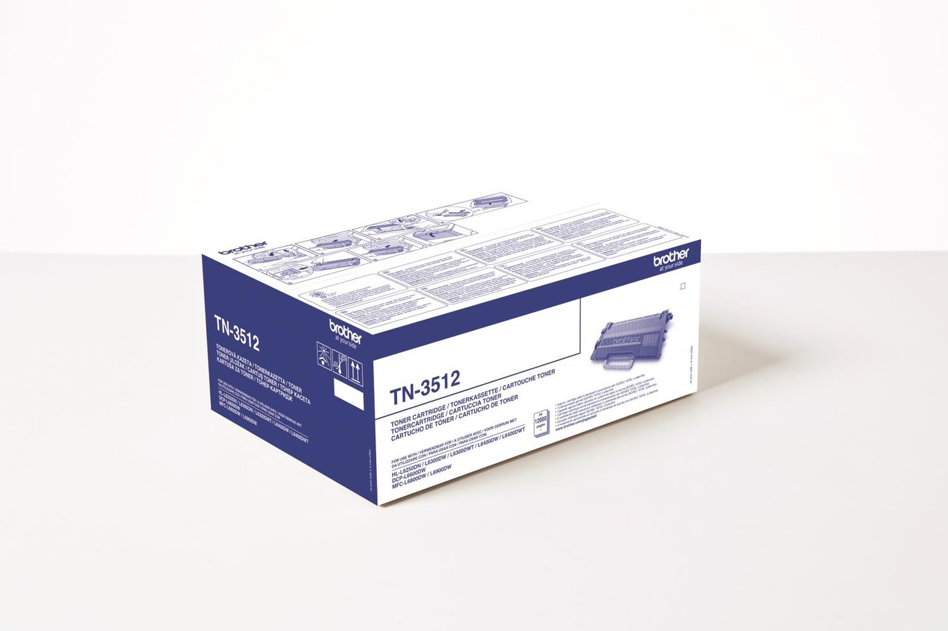 Lasertoner Brother TN3512 svart för 12000 sidor i originalkartong